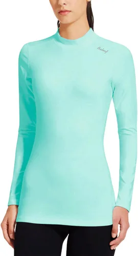 BALEAF - Camiseta térmica de correr para mujer, de vellón, con cuello alto falso, manga larga, para entrenamiento en clima frío