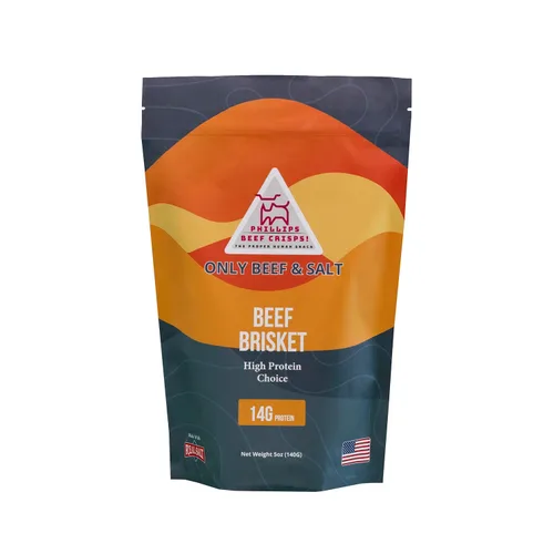 Phillips Beef Crisps - Pechuga - Solo Carne y Sal - Cero Carbohidratos - Cero Azúcar - Bocadillos de Carne Altos en Proteína - 14g de Proteína
