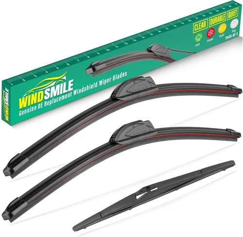 WINDSMILE - Juego de hojas de repuesto de limpiaparabrisas delantero y trasero de 24, 18, 12 pulgadas, para todo tipo de clima, calidad de
