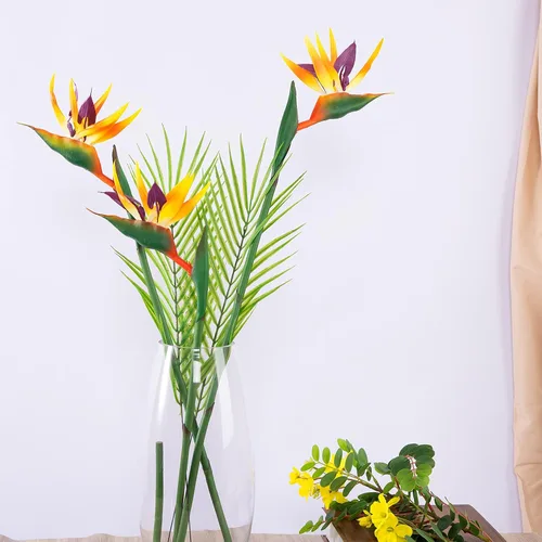 Miniatura 5 de Strelitzia - Flores artificiales de ave del paraíso de 32 pulgadas de tallo largo, 3 unidades, adecuadas para decoración del hogar y exhibición