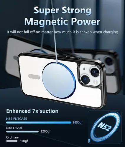 Miniatura 349 de FNTCASE Funda para iPhone 13 Pro-Max: Fundas magnéticas transparentes compatibles con Magsafe Slim anti amarillamiento protección contra caídas