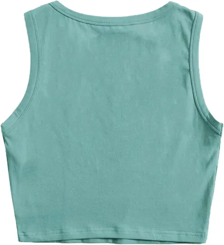 Miniatura 2 de Remidoo Camiseta sin mangas para mujer, estilo casual, con gráficos, recortada, cuello redondo