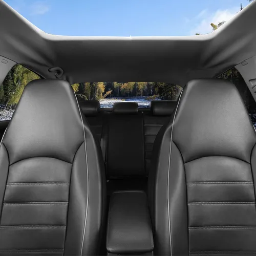 Miniatura 7 de TOYOUN fundas clásicas universales de cuero sintético para asiento delantero de automóvil, respaldo alto, fundas para asiento tipo cubo - se adaptan