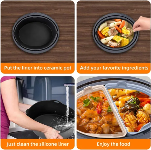 Miniatura 6 de Forros de Silicona Compatibles con Ollas de Cocción Lenta/Slow Cookers de 7 a 8 Cuartos, Inserto Divisor de Olla de Cocción Lenta Compatible