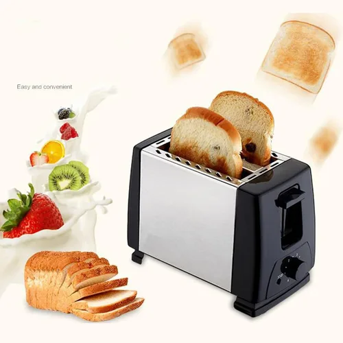 Miniatura 4 de Tostadora delgada de 2 rebanadas, tostadora de pan compacta de acero inoxidable con ranuras anchas emergentes automáticas y bandeja para migas