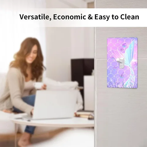 Miniatura 7 de 2 placas de pared de sirena para interruptor de luz, bonita cubierta decorativa de salida para niñas, niños, dormitorio, cocina, hogar, baño, sala