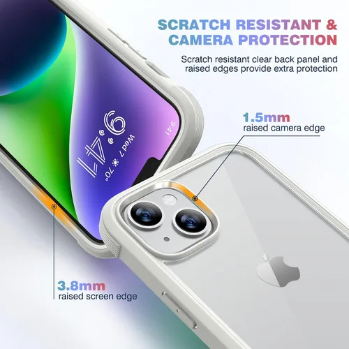 Miniatura 502 de Diaclara Funda diseñada para iPhone 16, mejorada [protección completa de la cámara], carcasa resistente de cuerpo completo con protector de pantalla