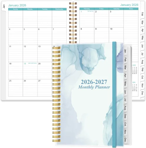 Miniatura 36 de Agenda mensual 2026-2027 – Agenda mensual de enero de 2026 a junio de 2027, dos páginas por mes, 18 calendarios/agendas mensuales con pestañas