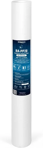 Ronaqua Cartucho de filtro de agua de sedimentos estándar de 10 micrones de 20 x 2.5 pulgadas, certificado NSF, filtración de 4 capas para sistemas