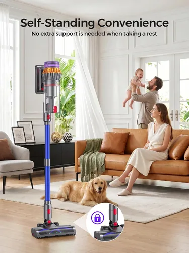 Miniatura 7 de Aspiradora inalámbrica, 600 W/55 Kpa 70 minutos con cepillo antienredos y pantalla táctil, aspiradoras 6 en 1 para el hogar, suelos de madera dura