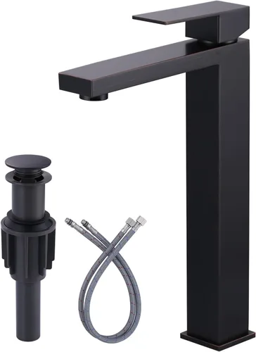 Miniatura 16 de Grifo de baño negro ARCORA Grifo negro mate para lavabo de baño Grifo de baño moderno de un solo agujero con líneas de suministro cUPC y desagüe
