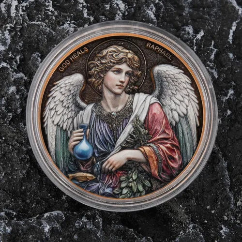 Miniatura 6 de Moneda de desafío Arcángel Rafael - Santo de curación, moneda de coleccionista de doble cara de 1.57 pulgadas