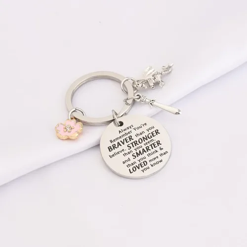 Miniatura 6 de KEYCHIN Llavero de la película Mu Lan y Mushu Dragon Fans Gift You Are Braver Stronger Smarter Than You Think Mu Lan Jewelry