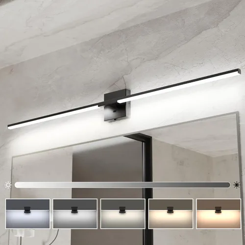 Ensenior Lámpara Moderna de Tocador de Baño de 48 pulgadas, Atenuador Incorporado, 28W Regulable 5CCT Luces LED de Baño, Luces de Tocador de Barra