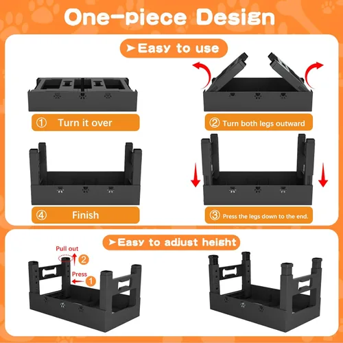 Miniatura 6 de Cuencos elevados para perros con 2 cuencos de acero inoxidable, soporte ajustable de 5 alturas (3.1 pulgadas, 9 a 12 pulgadas), para una mejor Negro