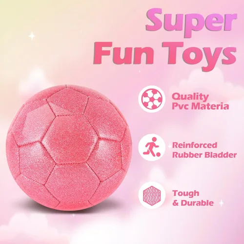 Miniatura 3 de DLUGOPIS Size 4 Pink Glitter Soccer Ball with Air Pump Sets Toddler Soccer Ball Multiple Size for Kids Aged 4-8 8-12 Boys Girls Youth Gifts Outdoor