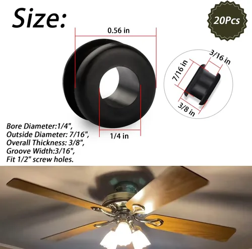 Miniatura 4 de 20 piezas de repuesto de ojales de goma antiguos/vintage/discontinuos/ojales de goma para ventilador de techo Hunter. Piezas de repuesto