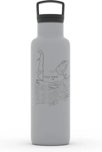 Miniatura 176 de Well Told Botella de agua aislada con mapa de Washington DC grabado, botella de acero inoxidable grabada (21 onzas, blanco) botella aislada de mapa