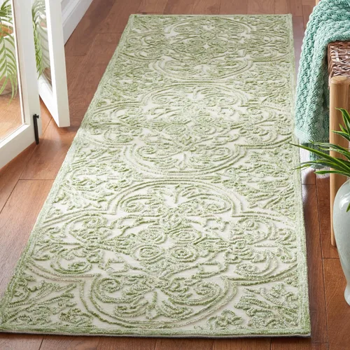 Miniatura 14 de SAFAVIEH Trace Collection - Alfombra decorativa de 2 x 3 pies, color marfil, lana hecha a mano, ideal para zonas de alto tráfico en entrada, sala