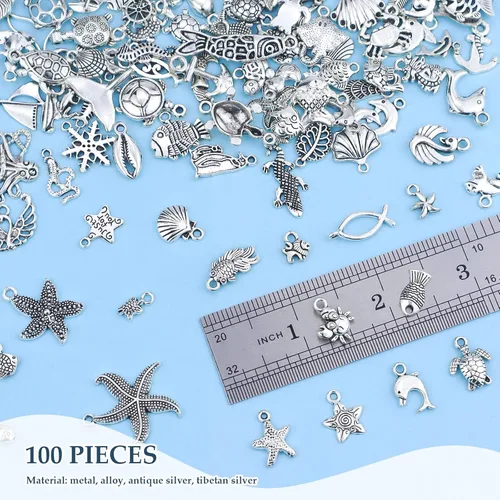 Miniatura 4 de JIALEEY Venta al por mayor 100 piezas mezcla de plata antigua encanto colgante colección DIY suministro de joyería para collar pulsera colgante