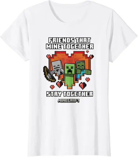 Miniatura 17 de Minecraft Camiseta de San Valentín Friends That Mine Together Mobs, Negro