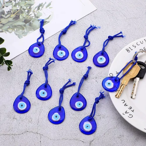 Miniatura 3 de 20 piezas de cuentas turcas azules con ojo malvado, dijes colgantes, cuentas de vidrio para manualidades, adorno de pared con cuerdas