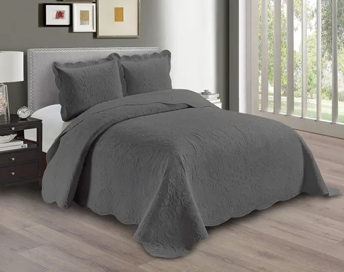 Miniatura 7 de Linen Plus Juego de funda de cama con relieve, extra grande, color burdeos, para cama King/California King, nueva, modelo Dana Borgoña