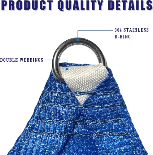 Miniatura 4 de Toldo Vela Rectangular Azul de 7' x 16' Pies, Toldo con 95% de Bloqueo UV, Tela de Refugio para Patio Exterior Jardín Trasero - Grado Comercial
