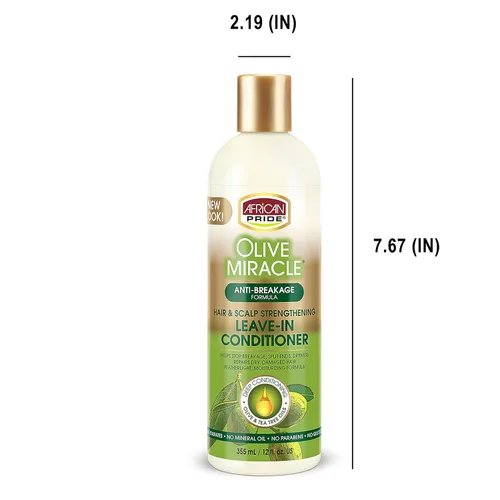 Miniatura 5 de African Pride Acondicionador sin enjuague Olive Miracle (paquete de 3) enriquecido con aceite de oliva y árbol de té para sellar la humedad y evitar