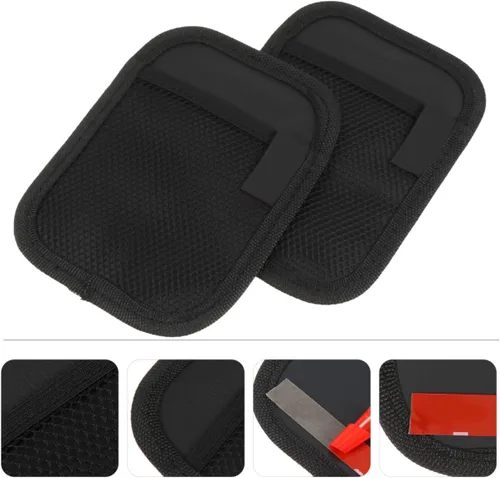 Miniatura 2 de Bolsa de almacenamiento para teléfono móvil para automóvil, 2 unidades, piel sintética, organizador de automóvil, bolsillo de red para asiento