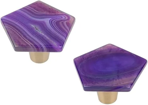 Miniatura 14 de Rockcloud Cajón de perilla de ágata con tornillos, mango de ágata morada en forma de cruz para armario, armario, accesorios para decoración