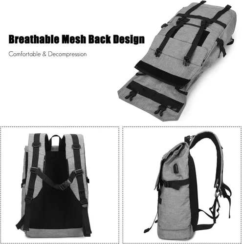 Miniatura 4 de FANDARE Mochila expandible con puerto de carga USB, mochila escolar para adolescentes, impermeable, informal, para hombres, mujeres, escuela