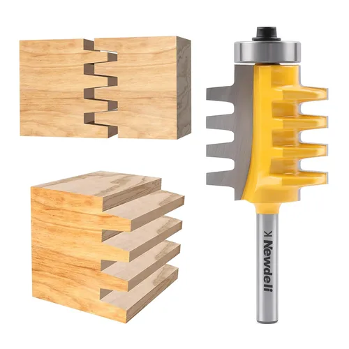 Miniatura 12 de Juego de brocas para enrutador de lengüeta y ranura, Juego de brocas para enrutador de lengüeta y ranura Newdeli, vástago de 1/2, brocas ajustables