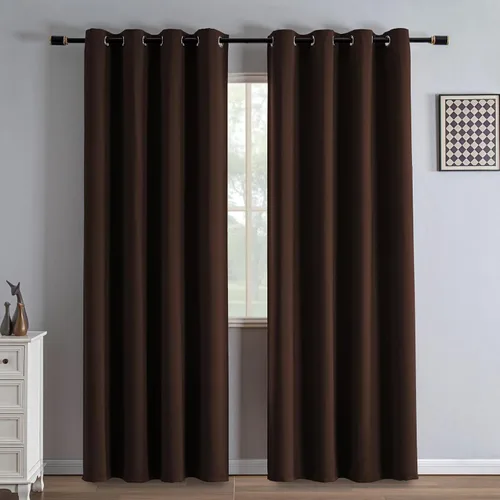 Miniatura 58 de IGEMAEVE Cortinas 100% opacas de 108 pulgadas de largo para dormitorio, juego de 2 paneles de cortinas opacas con bolsillo para barra y pestaña