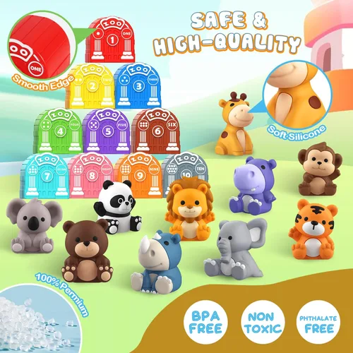 Miniatura 4 de Juguete para niños de 1, 2, 3 años o más, juguete de aprendizaje para niños pequeños con 20 animales de safari, Montessori educativo para niños, 10