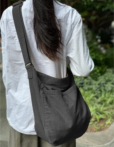 Miniatura 2 de Bolso bandolera de lona para mujeres y hombres, con múltiples bolsillos, casual, bolso de mensajero, viajes, trabajo