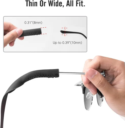 Miniatura 3 de MoKo Retenedor de lentes de neopreno (paquete de 2) de ajuste universal, retenedor de lentes de sol deportivos sin cola, correa de gafas de sol