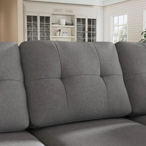 Miniatura 6 de HONBAY - Sofá seccional convertible en forma de L, sofá reversible seccional para sala de estar, color gris