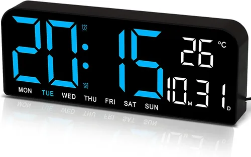 Miniatura 7 de JoFomp Reloj de pared digital con pantalla grande, relojes de pared LED de 9 pulgadas para decoración de sala de estar, reloj digital