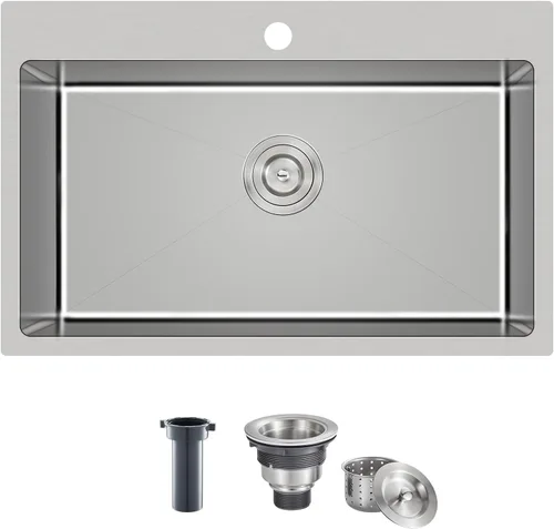 Miniatura 12 de Fregadero de cocina empotrable cepillado de 22 pulgadas, Fregadero de preparación de barra de cocina de montaje superior de acero inoxidable SUS304
