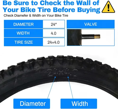 Miniatura 5 de Paquete de 2 tubos interiores para bicicleta de neumáticos gruesos, tubo de bicicleta resistente de 20/26x3.0/4.0, válvula Schrader de 1.260 in