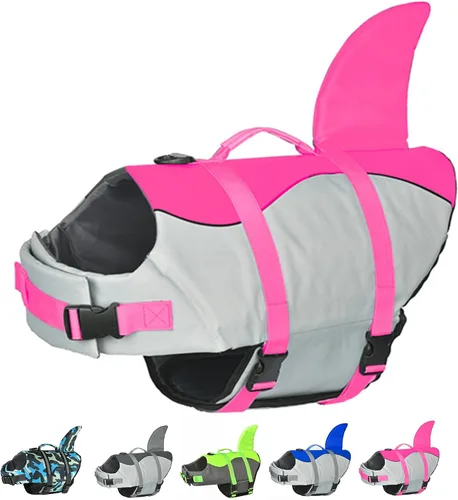 Miniatura 10 de Doglay Chaleco salvavidas para perro, tejido antidesgarros Ripstop, lindo chaleco salvavidas para perros con flotabilidad superior y asa de rescate