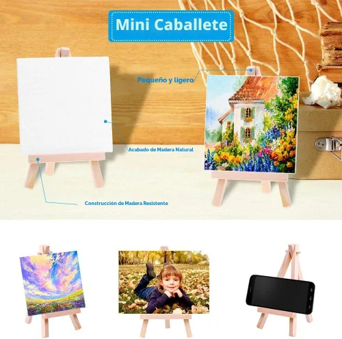 Miniatura 3 de cridoz - Juego de 18 lienzos pequeños con mini caballete de 4 x 4 pulgadas, kit de pintura para niños y adolescentes, acrílico para verter, color al