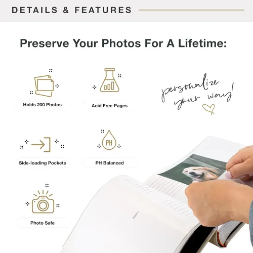 Miniatura 6 de MCS Love Is A Álbum de fotos de cuatro patas con capacidad para 200 fotos de mascotas de 4 x 6 pulgadas con espacio para notas, cubierta crema
