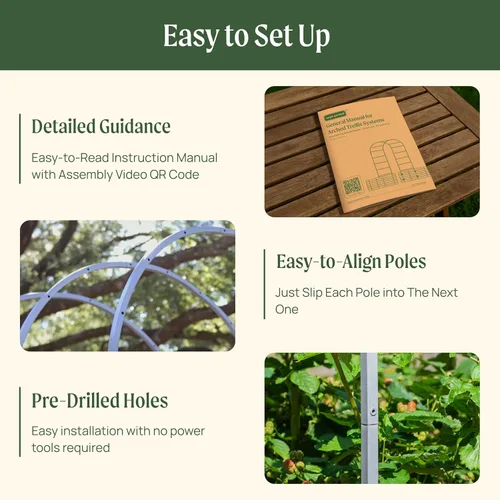 Miniatura 4 de Vego Garden Sistema modular de enrejado arqueado de 1.5 pies de largo para todas las camas de jardín clásicas para plantas trepadoras como frijoles