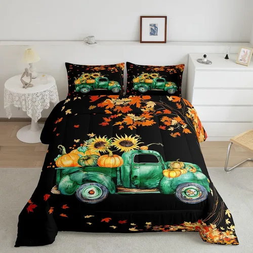 Miniatura 36 de Lindo juego de edredón de murciélago tamaño Queen con diseño de animales de Feliz Halloween, 3 piezas para decoración de habitación de niños