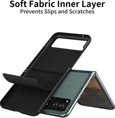 Miniatura 5 de Funda delgada para Motorola Razr 2023, [piel + parte trasera de policarbonato duro] [soporte de carga inalámbrica] Funda protectora ultrafina a