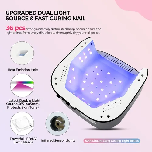 Miniatura 3 de Lámpara de uñas UV LED Lavinda, luz UV de 54W para esmalte de gel acrílico, lámpara de gel profesional con sensor automático, secador de uñas