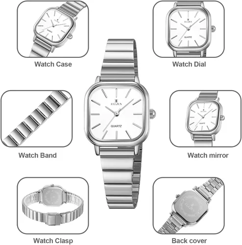 Miniatura 5 de Relojes dorados para mujer con pulsera vintage pequeña, estuche rectangular