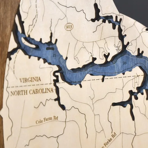 Miniatura 5 de Sea & Soul Lake Gaston Reloj náutico con mapa de madera 3D, reloj de profundidad de agua tallada en arte del lago, reloj de pared único, decoración